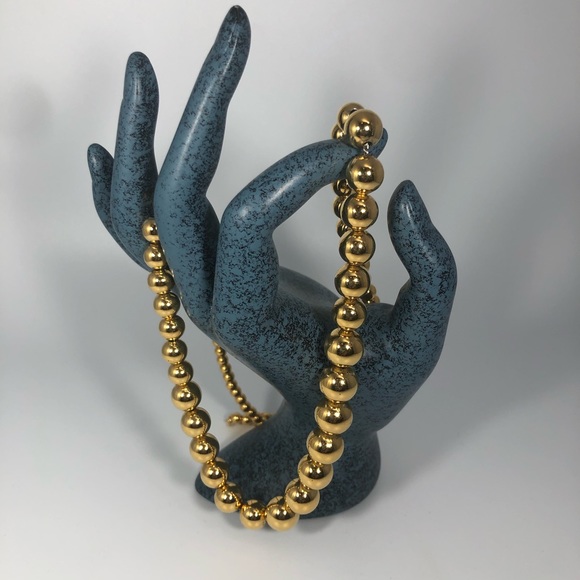 VINTAGE NAPIER GRADUATED SHINY GOLD BALL BEAD NECKLACE - Picture 3 of 5